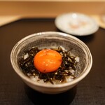 味幸 - 締めご飯③昆布佃煮+卵黄