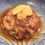焼肉 スタミナ苑 - 薄切りニンニクカルビ(タレ)卵黄付き