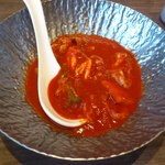 さんか亭 - 【2013年07月】ハーフ冷麺の別盛りの辛味。