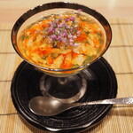 割烹さいお - 車海老の土佐酢ジュレ掛け