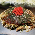 Okonomiyaki Teppanyaki Hassei - そば肉玉トッピング大葉＋イカ天