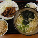 こんぴらうどん - うどん定食（串かつ）　500円