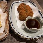 Yabutaka - カニクリームコロッケと、とうもろこしのかき揚げ