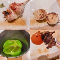 地葉はなれ - せせり、玉ねぎ、ピーマン、ちょうちん