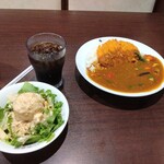 Koko Ichibanya - サラダドリンクセット、ポークカレー夏野菜ロースカツ400ｇ2辛