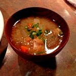 Saffron Saffron - 冷製スープとお味噌汁のどちらかを選べたと記憶してます。このお味噌汁はうまかった！