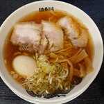 Shokudou Hasegawa - 国産豚肉使用醤油ラーメン紅花味玉トッピング