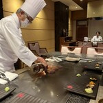 龍潭 - お肉をフランベ