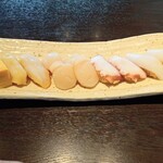 寿司居酒屋 まるがまる - つまみ玉子　つぶ貝　帆立　たこ　真いか