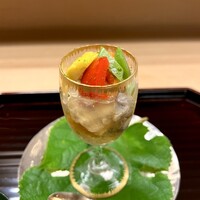 味舌 - ⚫︎先付け‥焼き茄子、厚揚げ湯葉、トウモロコシ、蒸し鮑、モロッコインゲン、パプリカ、ウニのゼリー