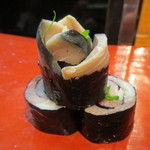 日本橋橘町　都寿司 - 〆鯖と大葉、ガリ巻き