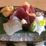 札幌 なだ万雅殿 - 造り（鮪、鰹、雲丹、水蛸）