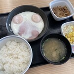 Yoshinoya - Wハムエッグ牛小鉢定食635円