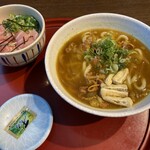 白川製麺所 - マグロネギトロイカオクラ丼、カレーうどん