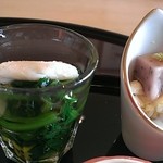 札幌 なだ万雅殿 - ほうれん草と菊花浸し　蟹身