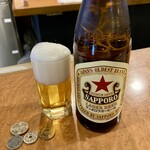 丸源 新店 - 「瓶ビール（中）」520円也。