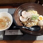 鶏白湯専門 らーめん我羅奢 - 辛味噌つけ麺+味玉