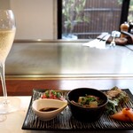 鉄板焼 ステーキ ぼんて - Champagne Royer et Fils Cuvée de Reserve Brut & 旬の食材と和牛の前菜盛合せ
