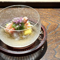 御料理 ふじ田 - 玉蜀黍 ズワイ蟹 叩きオクラ