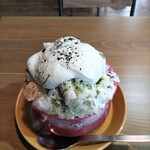 四日市 FACTORY CAFE - かぶせ茶氷パフェ(小豆と白玉なし)