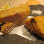 くろぎ - 豚カツと松茸のフライ