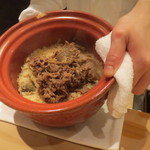 くろぎ - 茄子と牛肉の炊き込みご飯