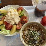 ギョウザとカレーのてっちゃん - 野菜サラダとミニソーメン