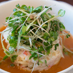 デザミ - タラバガニ、ショートパスタのマリネとガスパチョ