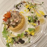 レストラン ラ・カンサトゥール - 肉前菜　3種の肉のコンフィのパイ仕立て