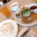 ガスト - 九条ネギともろみ醤油チキン焼き定食とドリンクバー　全景