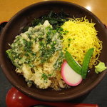 どん吉 - 冷したぬきうどん(うどん大盛り)＋春菊 8/28