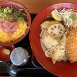 Tokutoku - 冷得得ぶっかけうどん（３玉） ＆ ネギトロ丼