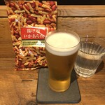 麹町いづみや しろ - あがりビール、あげ塩いかあられ