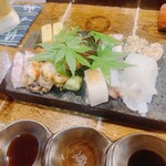 れだん - 名物のお造り盛り。これだけで日本酒がすすむ。