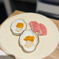 やきにくグレート 神田店 - 雲丹と帆立と上ハラミ
