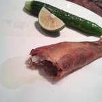 開化亭 - 春巻を囓るとこんな感じです