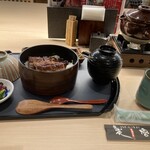 Unagi Hitsumabushi Sumiyagura - コンロで出汁を温めるホカホカ