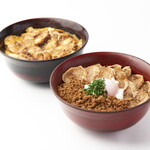 Two-color rice bowl with chicken wasabi and minced duck