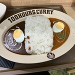 100 HOURS CURRY - 合いがけカレー(スパイシービーフ＆バターチキン(¥690+税)ライス大盛(+¥0)ルー大盛(+¥150+税)
                        ゆで卵(¥90+税)  計¥930+税