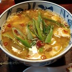 俺の中華たなか家 - テイクアウト「ホルモン」は、自宅で「豆腐」「コンニャク」「葱」を足して「ホルモン汁」に(^o^)v