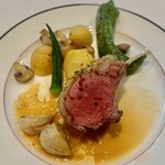 北島亭 - 2023.7.  オーストラリア産 仔羊背肉の香草パン粉焼き 仔羊の煮込み添え