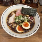 ラーメン一心 - 一心富山ブラック黄金煮玉子ラーメン