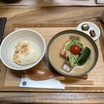 Sano Miso - ご飯と夏野菜の冷や汁セット(焼きおにぎり)