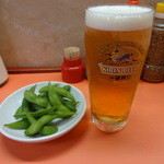 燕京 - 生ビール：４００円、枝豆付き