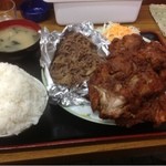 あさチャン - 2種ミックス定食 おかず大盛り(倍盛り)1500円 焼肉