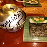 オーベルジュ はなぶさ 日光 - 【御椀】水雲真丈　【凌ぎ】しち十二候名物 巻鮨 はなぶさ風