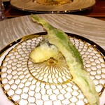 オーベルジュ はなぶさ 日光 - 【揚物】鰻とろろ磯辺揚　万願寺唐辛子