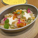 Derire - アミューズグール～帆立と丹波鶏 マンゴー レアチーズ うに 甘エビ