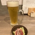 Izakaya Momiji - お通しと生ビール