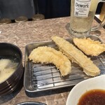 Tempura Daruma Ichiban - 左から、ささみ180円、ごぼう100円、鶏胸肉190円